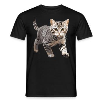 Cat Cats American Wirehair - Men's T-Shirt - black - Front - AI Model Male 178 light (178cm)