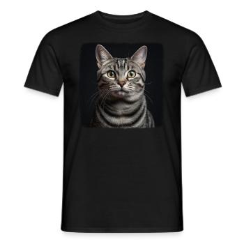 Chat Chats American Shorthair - T-shirt homme - noir - Devant - AI Model Male 178 light (178cm)