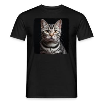 Chat Chats American Shorthair - T-shirt homme - noir - Devant - AI Model Male 178 light (178cm)