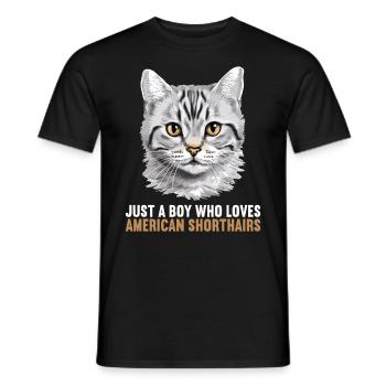 Chat Chats American Shorthair - T-shirt homme - noir - Devant - AI Model Male 178 light (178cm)
