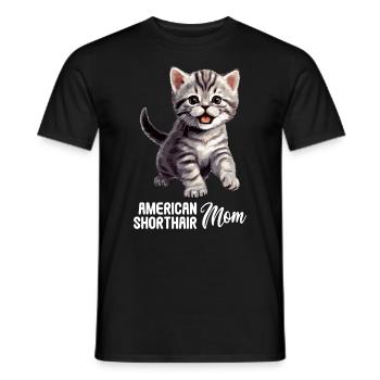 Chat Chats American Shorthair - T-shirt homme - noir - Devant - AI Model Male 178 light (178cm)
