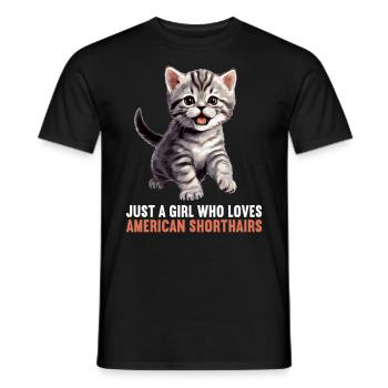 Chat Chats American Shorthair - T-shirt homme - noir - Devant - AI Model Male 178 light (178cm)