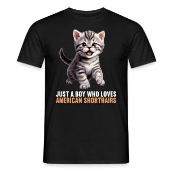 Chat Chats American Shorthair - T-shirt homme - noir - Devant - AI Model Male 178 light (178cm)