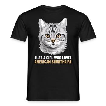 Chat Chats American Shorthair - T-shirt homme - noir - Devant - AI Model Male 178 light (178cm)