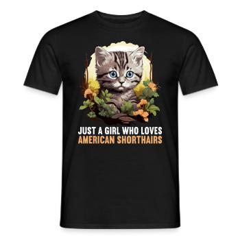 Chat Chats American Shorthair - T-shirt homme - noir - Devant - AI Model Male 178 light (178cm)