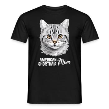 Chat Chats American Shorthair - T-shirt homme - noir - Devant - AI Model Male 178 light (178cm)