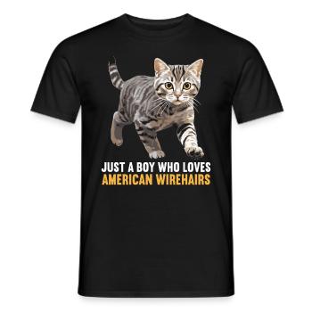 Cat Cats American Wirehair - Men's T-Shirt - black - Front - AI Model Male 178 light (178cm)
