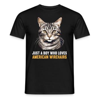 Cat Cats American Wirehair - Men's T-Shirt - black - Front - AI Model Male 178 light (178cm)