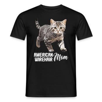 Cat Cats American Wirehair - Men's T-Shirt - black - Front - AI Model Male 178 light (178cm)