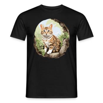 Cat Cats American Wirehair - Men's T-Shirt - black - Front - AI Model Male 178 light (178cm)