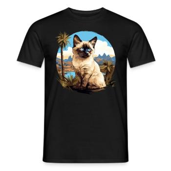 Chat balinais Balinesenkatze - T-shirt homme - noir - Devant - AI Model Male 178 light (178cm)