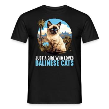Chat balinais Balinesenkatze - T-shirt homme - noir - Devant - AI Model Male 178 light (178cm)