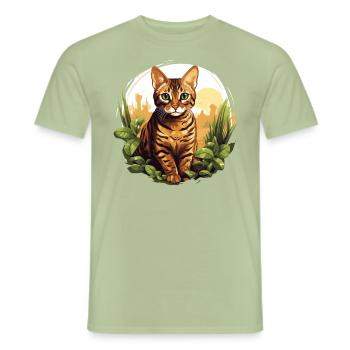 Bengal Cat Bengalkatze - Männer T-Shirt - Sage - Vorne - AI Model Male 178 light (178cm)