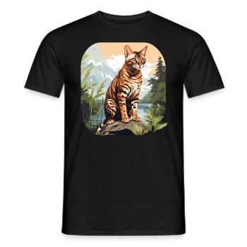 Bengal Cat Bengalkatze - Männer T-Shirt - Schwarz - Vorne - AI Model Male 178 light (178cm)