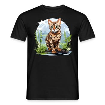 Bengal Cat Bengalkatze - Männer T-Shirt - Schwarz - Vorne - AI Model Male 178 light (178cm)