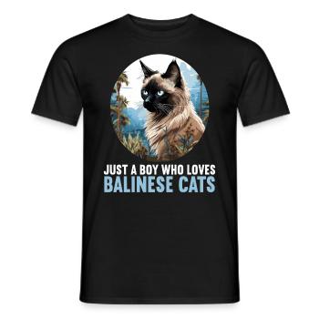 Chat balinais Balinesenkatze - T-shirt homme - noir - Devant - AI Model Male 178 light (178cm)
