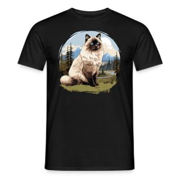 Birman Cat Birma Katze - Männer T-Shirt - Schwarz - Vorne - AI Model Male 178 light (178cm)