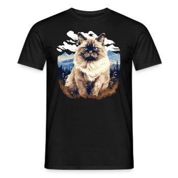 Birman Cat Birma Katze - Männer T-Shirt - Schwarz - Vorne - AI Model Male 178 light (178cm)