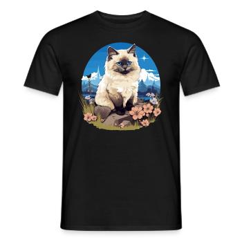 Birman Cat Birma Katze - Männer T-Shirt - Schwarz - Vorne - AI Model Male 178 light (178cm)