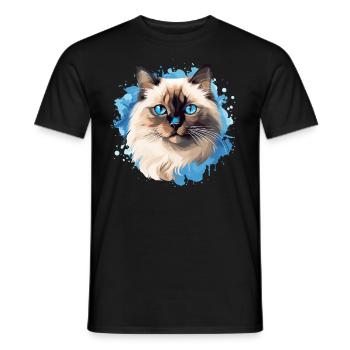Birman Cat Birma Katze - Männer T-Shirt - Schwarz - Vorne - AI Model Male 178 light (178cm)