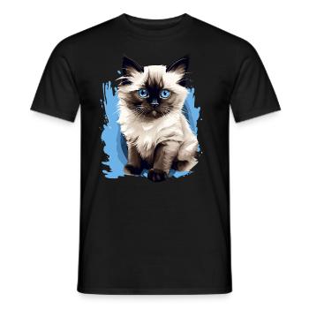 Birman Cat Birma Katze - Männer T-Shirt - Schwarz - Vorne - AI Model Male 178 light (178cm)