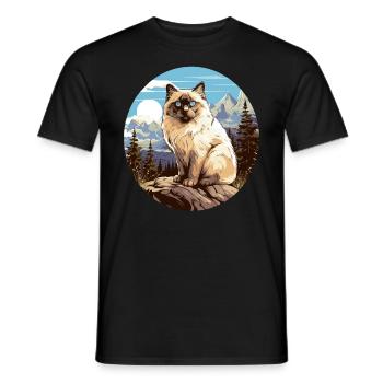 Birman Cat Birma Katze - Männer T-Shirt - Schwarz - Vorne - AI Model Male 178 light (178cm)