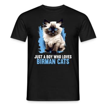 Birman Cat Birma Katze - Männer T-Shirt - Schwarz - Vorne - AI Model Male 178 light (178cm)