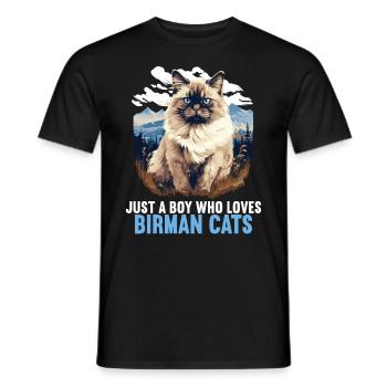 Birman Cat Birma Katze - Männer T-Shirt - Schwarz - Vorne - AI Model Male 178 light (178cm)