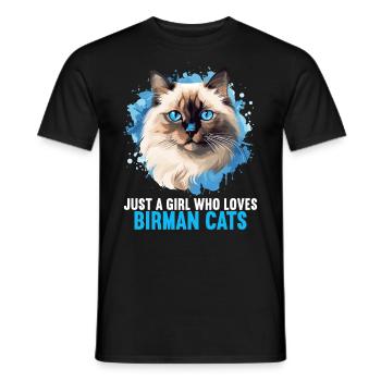 Birman Cat Birma Katze - Men's T-Shirt - black - Front - AI Model Male 178 light (178cm)