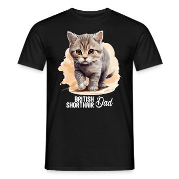 Cat Cats British Shorthair British Shorthair - Men's T-Shirt - black - Front - AI Model Male 178 light (178cm)