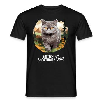 Cat Cats British Shorthair British Shorthair - Men's T-Shirt - black - Front - AI Model Male 178 light (178cm)