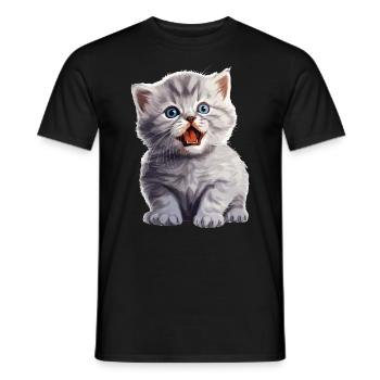 Cat Cats British Shorthair British Shorthair - Men's T-Shirt - black - Front - AI Model Male 178 light (178cm)