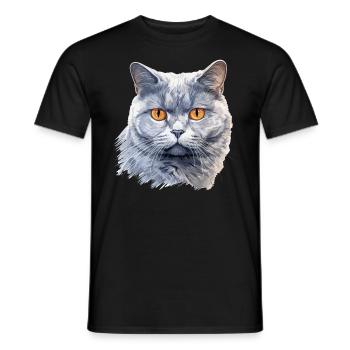 Cat Cats British Shorthair British Shorthair - Men's T-Shirt - black - Front - AI Model Male 178 light (178cm)