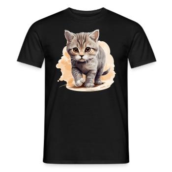 Cat Cats British Shorthair British Shorthair - Men's T-Shirt - black - Front - AI Model Male 178 light (178cm)