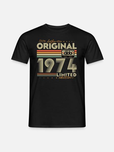 Original 1974 Jahrgang Vintage Geburtstag Retro - Männer T-Shirt - Schwarz