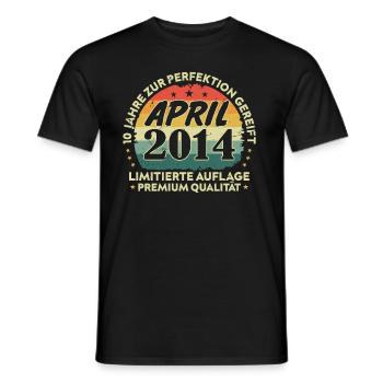 Millésime Avril 2014 Cadeau Anniversaire 10 Ans - T-shirt homme - noir - Devant - AI Model Male 178 light (178cm)
