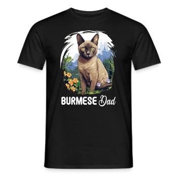 Burmese Cat Burma Katze - Men's T-Shirt - black - Front - AI Model Male 178 light (178cm)
