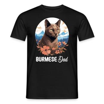 Burmese Cat Burma Katze - Men's T-Shirt - black - Front - AI Model Male 178 light (178cm)