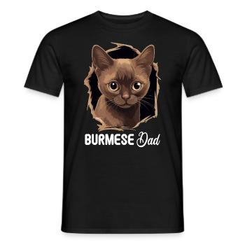 Burmese Cat Burma Katze - Men's T-Shirt - black - Front - AI Model Male 178 light (178cm)