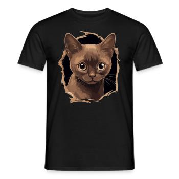 Burmese Cat Burma Katze - Men's T-Shirt - black - Front - AI Model Male 178 light (178cm)