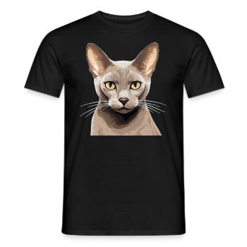 Burmese Cat Burma Katze - Men's T-Shirt - black - Front - AI Model Male 178 light (178cm)