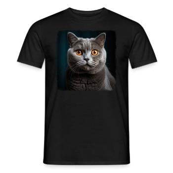 Cat Cats British Shorthair British Shorthair - Men's T-Shirt - black - Front - AI Model Male 178 light (178cm)
