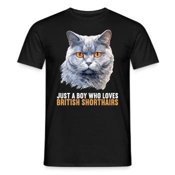 Chat Chats British Shorthair British Shorthair - T-shirt homme - noir - Devant - AI Model Male 178 light (178cm)