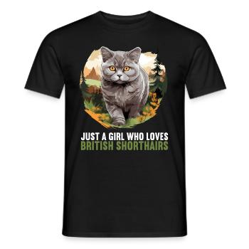 Chat Chats British Shorthair British Shorthair - T-shirt homme - noir - Devant - AI Model Male 178 light (178cm)
