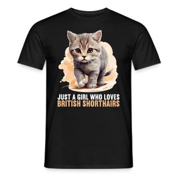Cat Cats British Shorthair British Shorthair - Men's T-Shirt - black - Front - AI Model Male 178 light (178cm)