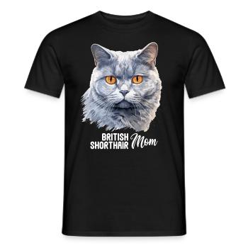 Cat Cats British Shorthair British Shorthair - Men's T-Shirt - black - Front - AI Model Male 178 light (178cm)