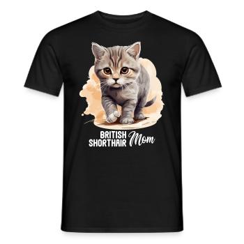 Cat Cats British Shorthair British Shorthair - Men's T-Shirt - black - Front - AI Model Male 178 light (178cm)