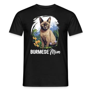 Burmese Cat Burma Katze - Men's T-Shirt - black - Front - AI Model Male 178 light (178cm)
