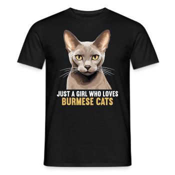 Chat birman Birmanie Katze - T-shirt homme - noir - Devant - AI Model Male 178 light (178cm)