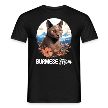 Burmese Cat Burma Katze - Men's T-Shirt - black - Front - AI Model Male 178 light (178cm)